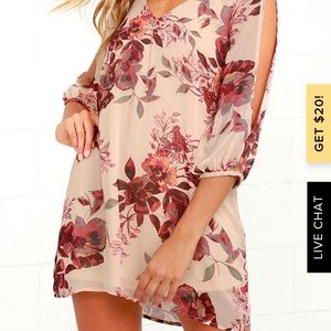 Lulu’s Shifting Dears Beige Floral Dress